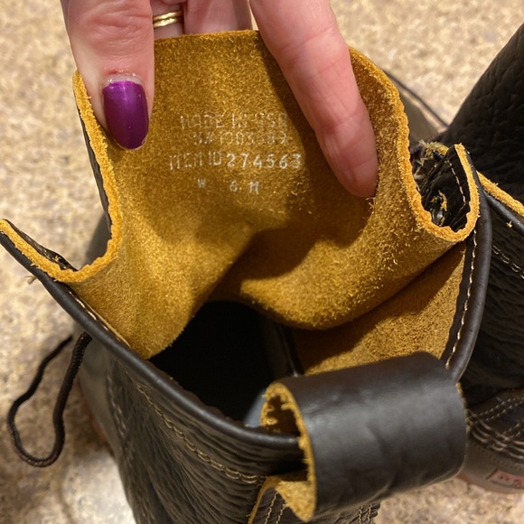 🔥Flash Sale🔥L.L. Bean Boots 8” Bison Leather Rubber Dk Brown Red 6M 274563 Duck - Picture 11 of 17